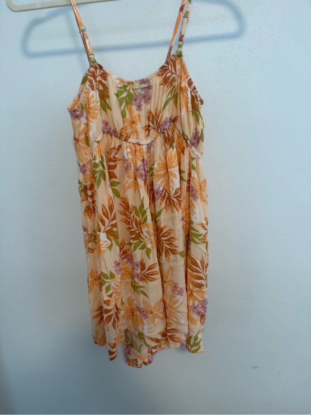 Billabong Peach Floral Spaghetti-Strap Romper